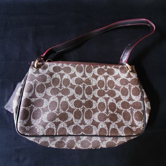 Authentic Brown Coach Charley in Signature Print Canvas Shoulder Bag Purse - Picture 4 of 10